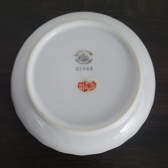 Lefton China Cardinal & Holly Scalloped Candy Dish Bowl 02966 Gold Rim Japan 5" - Picture 5 of 10